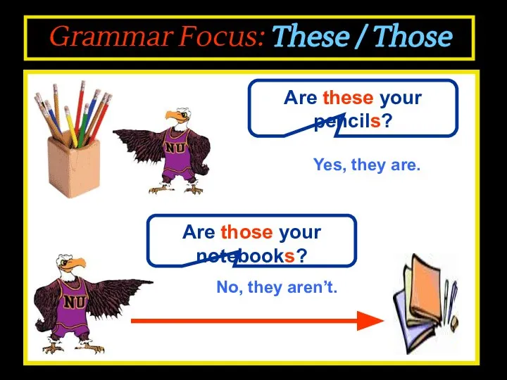 Grammar Focus: These / Those Are those your notebooks? Are these your