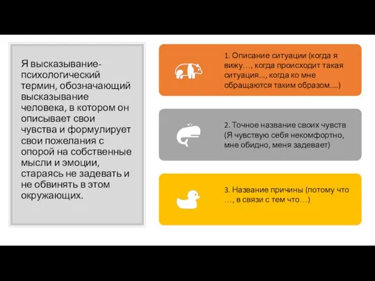 Я высказывание- психологический термин, обозначающий высказывание человека, в котором он описывает свои