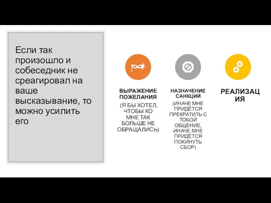 Если так произошло и собеседник не среагировал на ваше высказывание, то можно усилить его