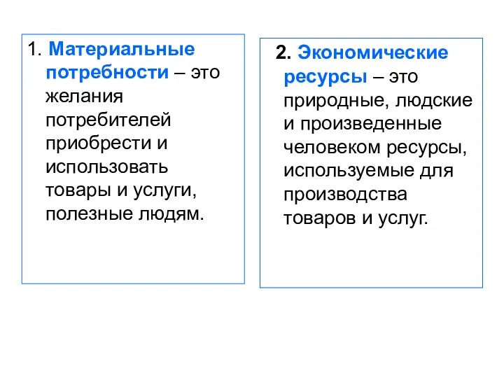 1. Материальные потребности – это желания потребителей приобрести и использовать товары и