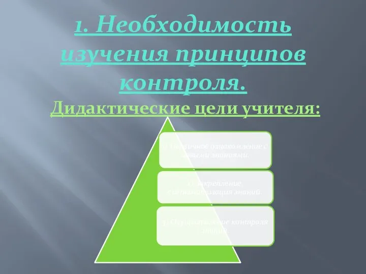 1. Необходимость изучения принципов контроля. Дидактические цели учителя: