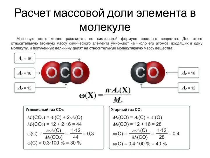 Расчет массовой доли элемента в молекуле