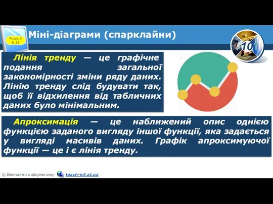 Міні-діаграми (спарклайни) Розділ 2 § 13 Лінія тренду — це графічне подання