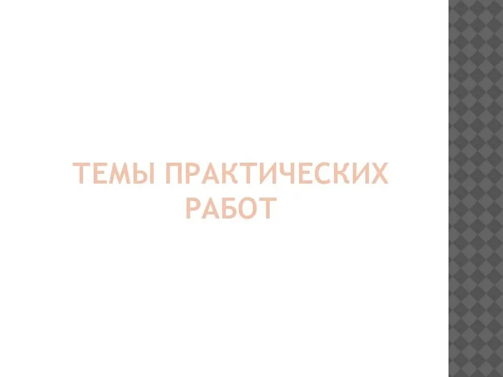 ТЕМЫ ПРАКТИЧЕСКИХ РАБОТ