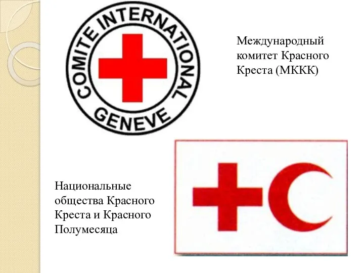 Международный комитет Красного Креста (МККК) Национальные общества Красного Креста и Красного Полумесяца