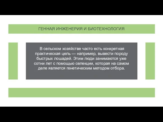 ГЕННАЯ ИНЖЕНЕРИЯ И БИОТЕХНОЛОГИЯ В сельском хозяйстве часто есть конкретная практическая цель