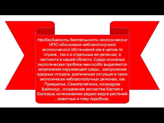 Необходимость деятельности экологических НПО обоснована неблагополучной экологической обстановкой как в целом по