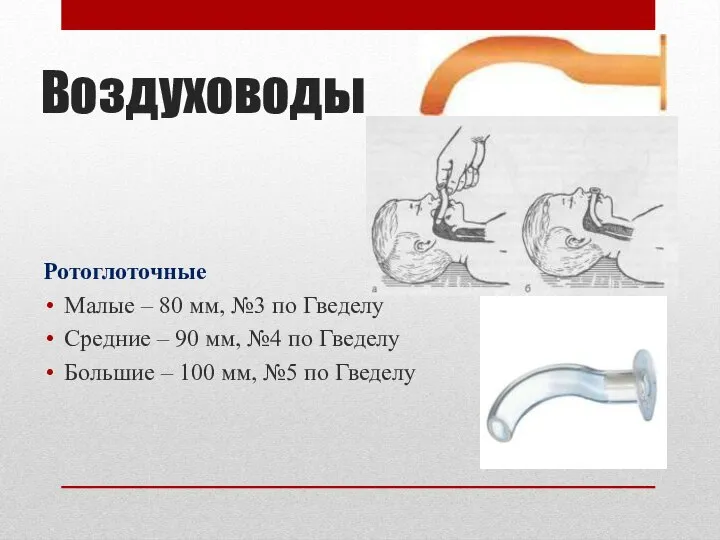 Воздуховоды Ротоглоточные Малые – 80 мм, №3 по Гведелу Средние – 90