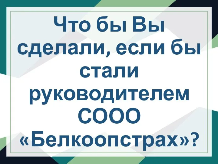 Что бы Вы сделали, если бы стали руководителем СООО «Белкоопстрах»?