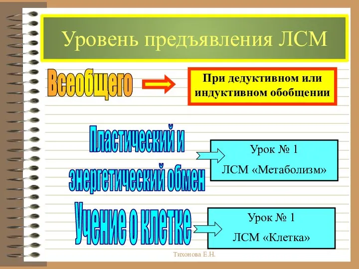 Тихонова Е.Н. Уровень предъявления ЛСМ Всеобщего