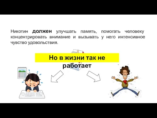 Никотин должен улучшать память, помогать человеку концентрировать внимание и вызывать у него