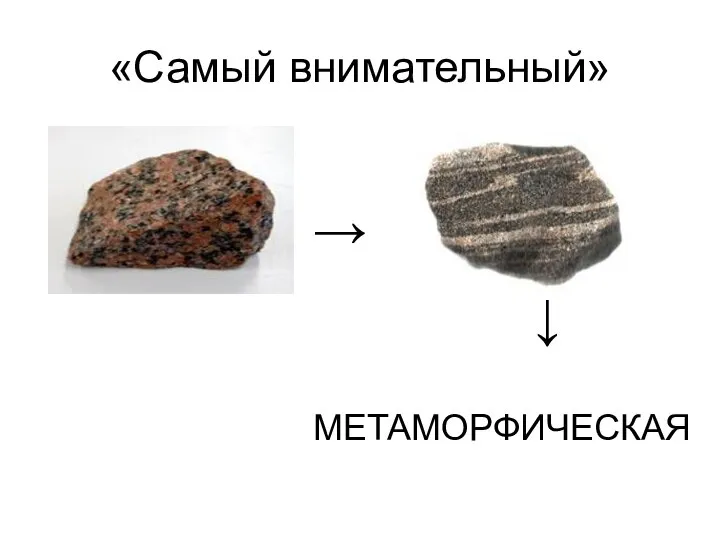 «Самый внимательный» → МЕТАМОРФИЧЕСКАЯ ↓