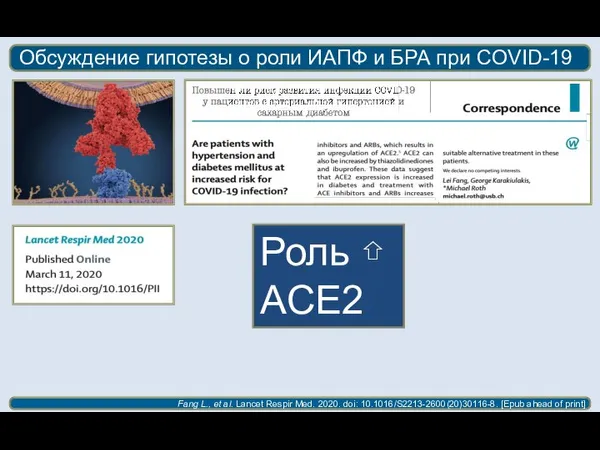 Обсуждение гипотезы о роли ИАПФ и БРА при COVID-19 Fang L., et