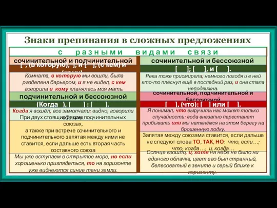 Знаки препинания в сложных предложениях с р а з н ы м