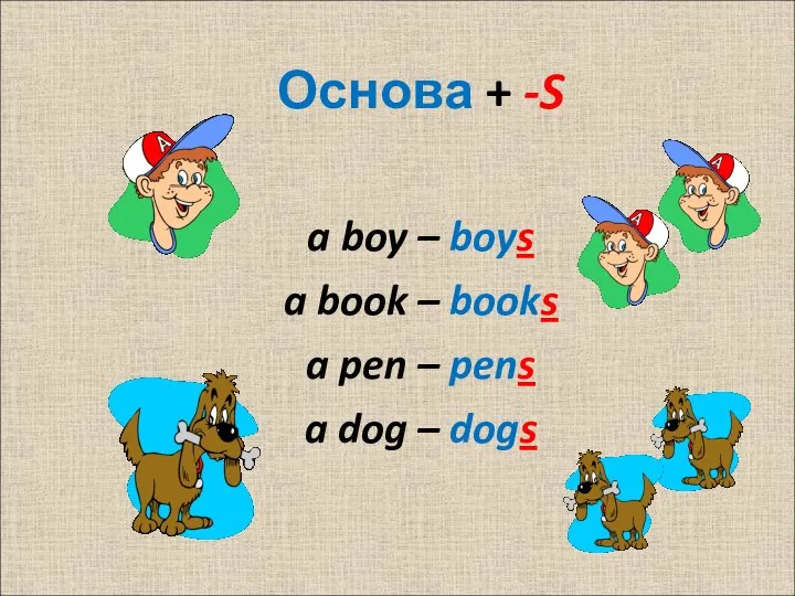 Основа + -S a boy – boys a book – books a