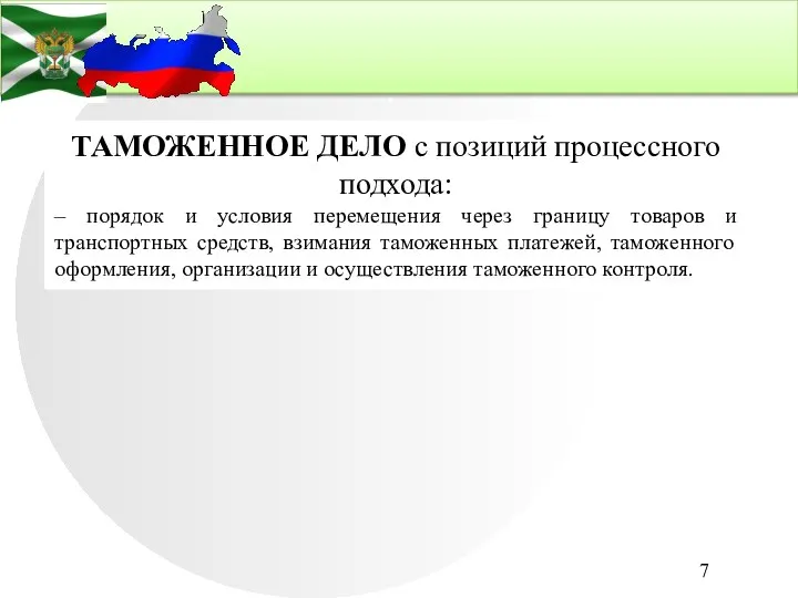 . ТАМОЖЕННОЕ ДЕЛО с позиций процессного подхода: – порядок и условия перемещения