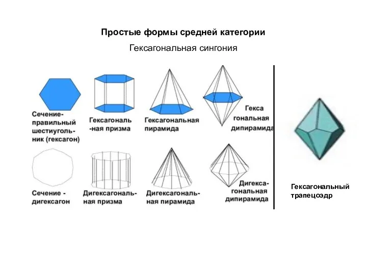 Гексагональный трапецоэдр Простые формы средней категории Гексагональная сингония