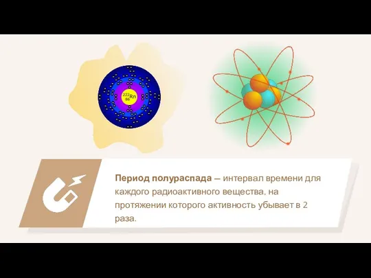 Период полураспада — интервал времени для каждого радиоактивного вещества, на протяжении которого