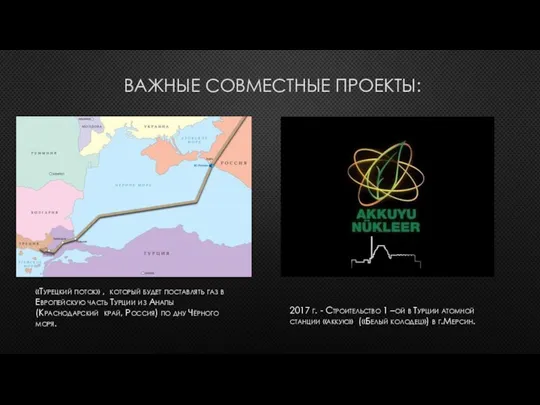 ВАЖНЫЕ СОВМЕСТНЫЕ ПРОЕКТЫ: «Турецкий поток» , который будет поставлять газ в Европейскую