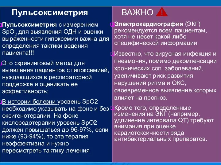 Пульсоксиметрия Пульсоксиметрия с измерением SpO2 для выявления ОДН и оценки выраженности гипоксемии