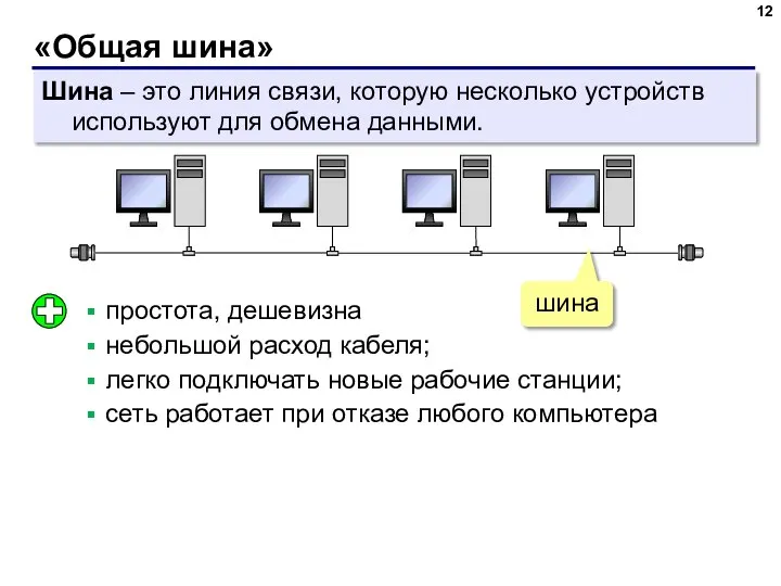 «Общая шина» Шина – это линия связи, которую несколько устройств используют для