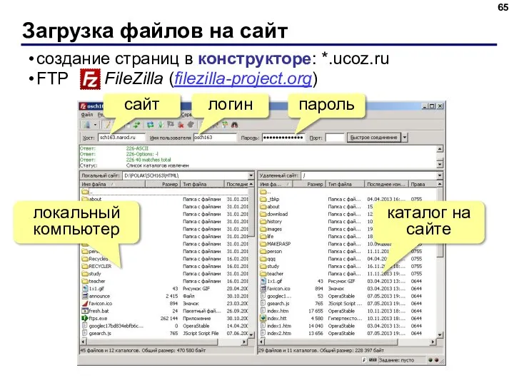 Загрузка файлов на сайт создание страниц в конструкторе: *.ucoz.ru FTP локальный компьютер
