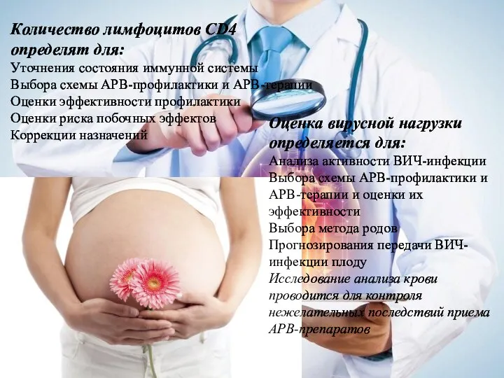 Количество лимфоцитов CD4 определят для: Уточнения состояния иммунной системы Выбора схемы АРВ-профилактики