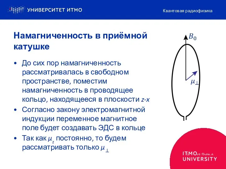 Намагниченность в приёмной катушке Квантовая радиофизика До сих пор намагниченность рассматривалась в