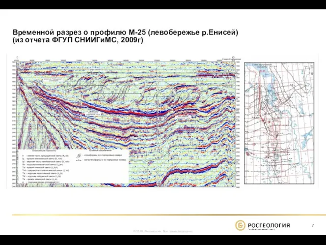 Временной разрез о профилю М-25 (левобережье р.Енисей) (из отчета ФГУП СНИИГиМС, 2009г)