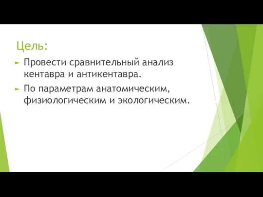 Цель: Провести сравнительный анализ кентавра и антикентавра. По параметрам анатомическим, физиологическим и экологическим.