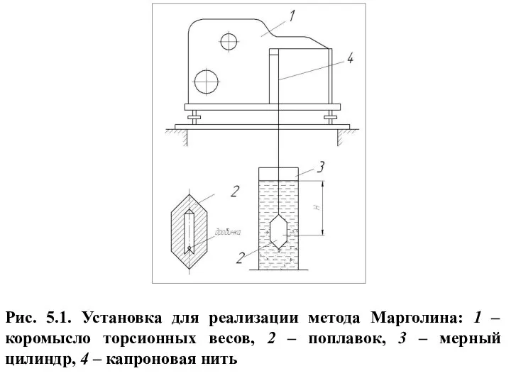 Рис. 5.1. Установка для реализации метода Марголина: 1 – коромысло торсионных весов,