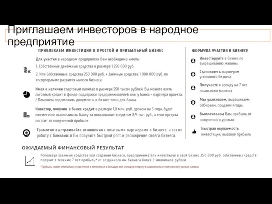 Приглашаем инвесторов в народное предприятие