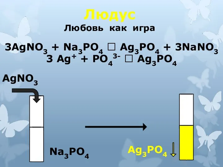 Людус Любовь как игра 3AgNO3 + Na3PO4 ? Ag3PO4 + 3NaNO3 3