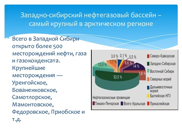 Западно-сибирский нефтегазовый бассейн –самый крупный в арктическом регионе Всего в Западной Сибири