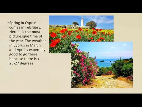 Spring in Cyprus comes in February. Here it is the most picturesque