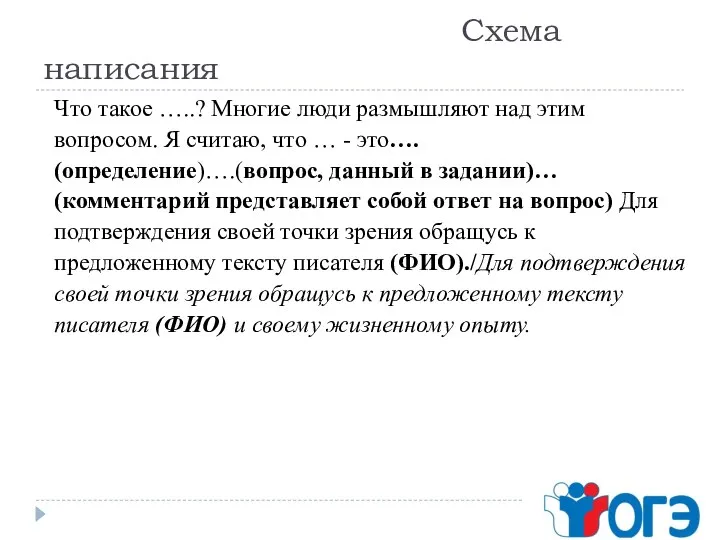 Схема написания Что такое …..? Многие люди размышляют над этим вопросом. Я