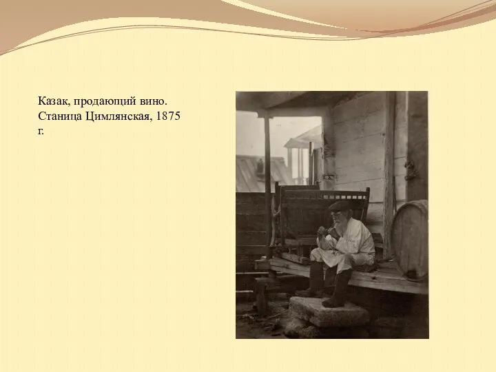 Казак, продающий вино. Станица Цимлянская, 1875 г.