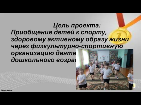 Цель проекта: Приобщение детей к спорту, здоровому активному образу жизни через физкультурно-спортивную