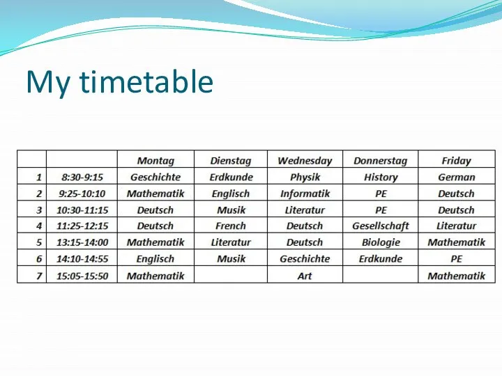 My timetable