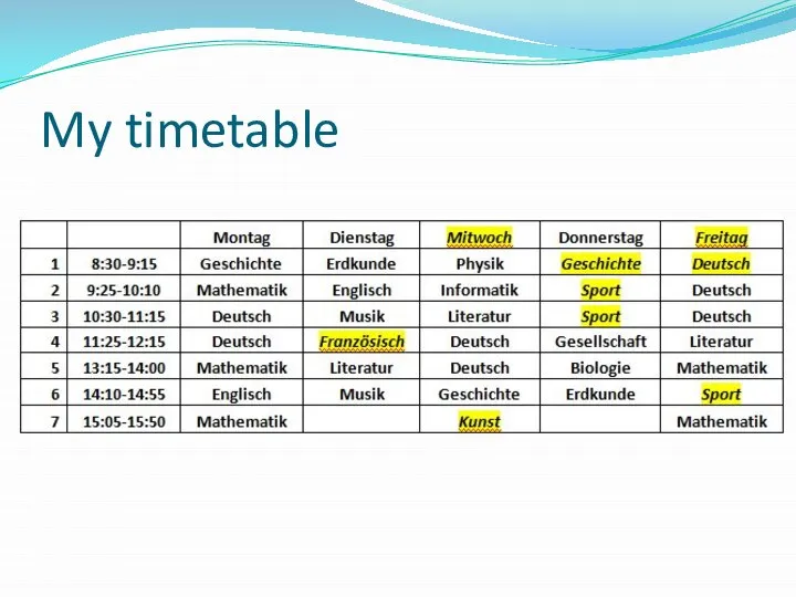 My timetable