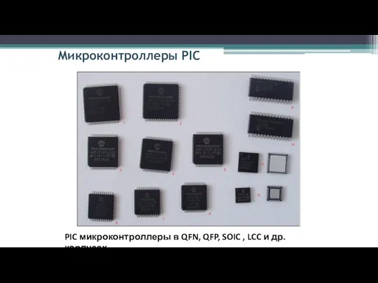 Микроконтроллеры PIC PIC микроконтроллеры в QFN, QFP, SOIC , LCC и др. корпусах