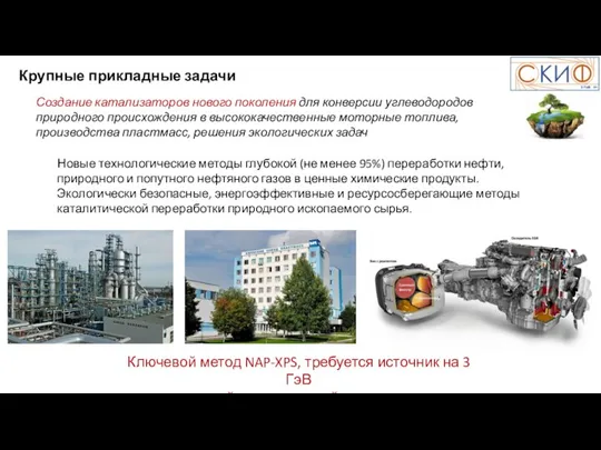 Крупные прикладные задачи Создание катализаторов нового поколения для конверсии углеводородов природного происхождения