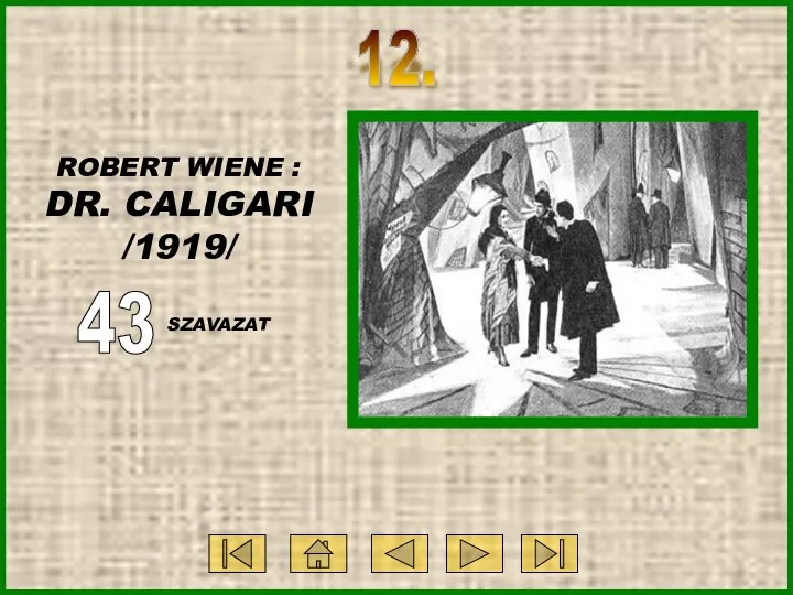 12. ROBERT WIENE : DR. CALIGARI /1919/ 43 SZAVAZAT