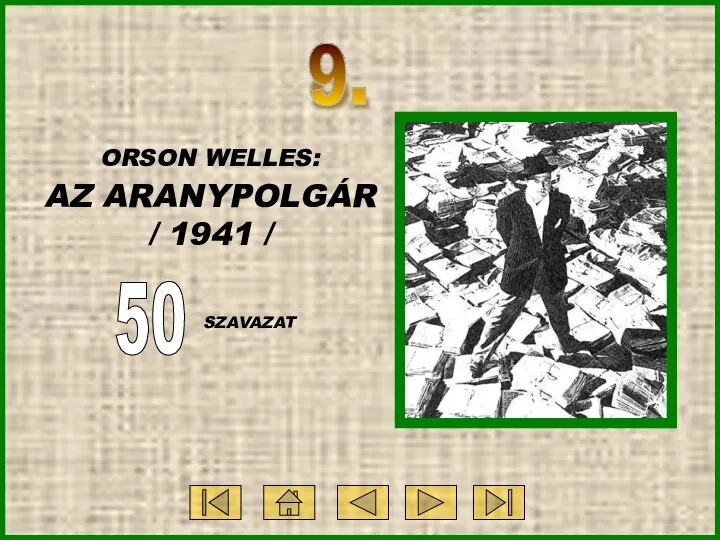 ORSON WELLES: AZ ARANYPOLGÁR / 1941 / 50 SZAVAZAT 9.