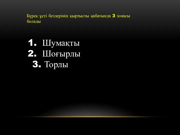 Бүрек ұсті бездерінің қыртысты қабатында 3 зонасы болады Шумақты Шоғырлы 3. Торлы