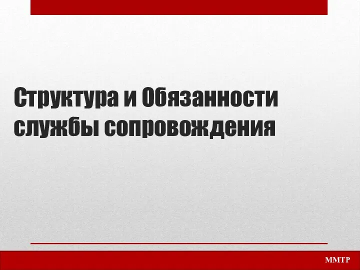 Структура и Обязанности службы сопровождения ММТР