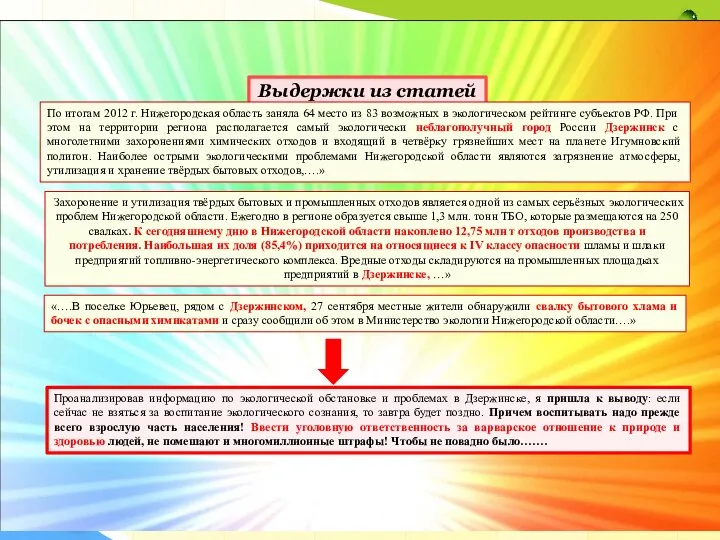 Выдержки из статей СМИ : По итогам 2012 г. Нижегородская область заняла