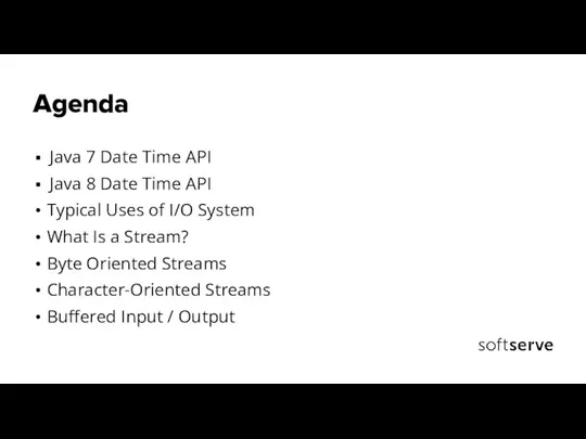 Agenda Java 7 Date Time API Java 8 Date Time API Typical