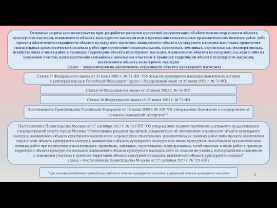 Основные нормы законодательства при разработке разделов проектной документации об обеспечении сохранности объекта