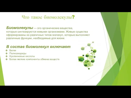 Что такое биомолекулы? Биомолекулы — это органические вещества, которые синтезируются живыми организмами.